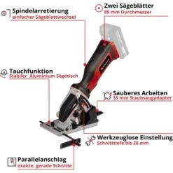 Einhell Power X-Change Akku-Mini Handkreisssäge TE-CS 18/89 Li Solo -Elektrowerkzeuge 4006825646184 2171 03