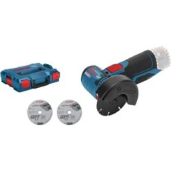 Bosch Professional Akku-Winkelschleifer GWS 12 V-76 Solo, L-Boxx + Trennscheiben